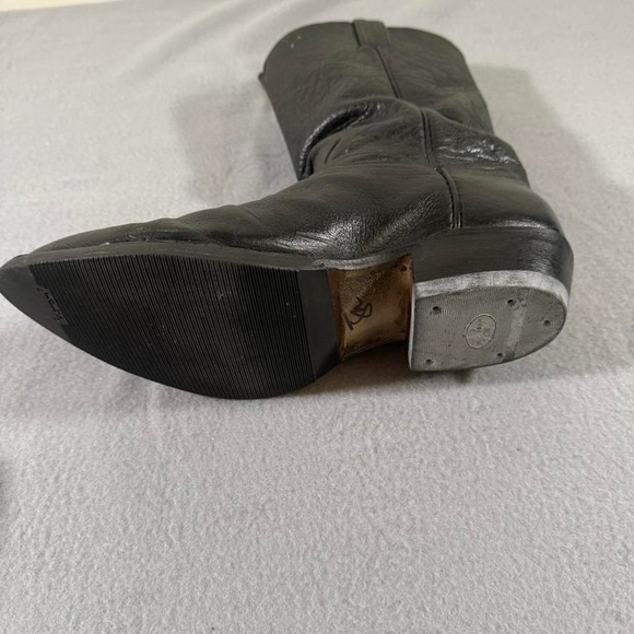 Vintage Tony Lama Black Leather Cowboy Boots Western Rodeo Made in USA - Picture 6 of 8